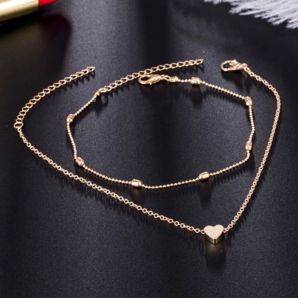 Layered Heart Anklet - Picture 6 of 6